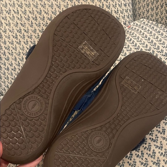 REVITALIGN Dark Blue Suede Loafers with Chocolate Sole - Picture 4 of 4